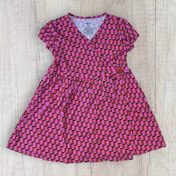 Diane Von Furstenburg X Target Pink Orange Black Geometric Knit Dress Girl 10/12 - Picture 1 of 2